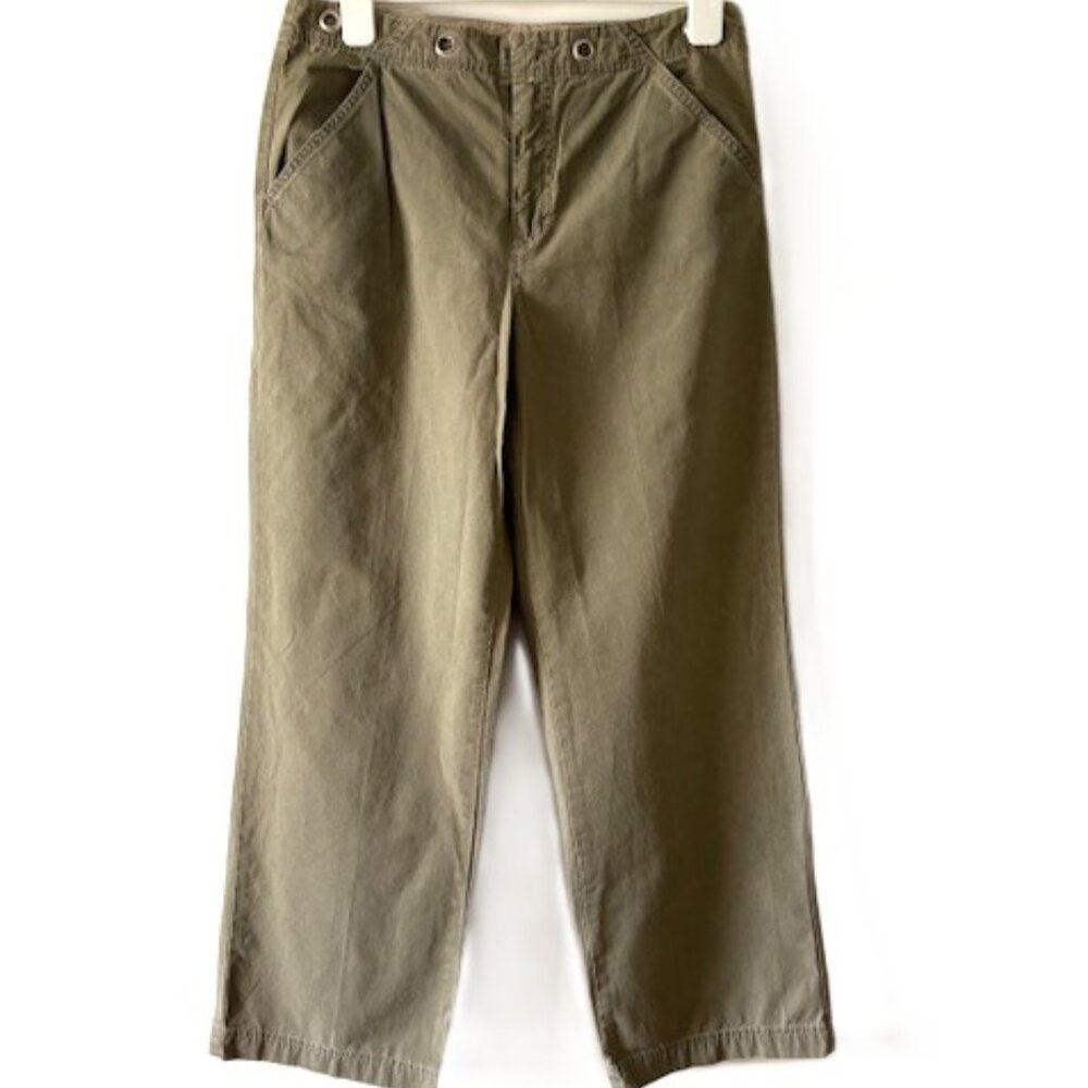 French Cuff Olive Green Lightweight All-Cotton Pants